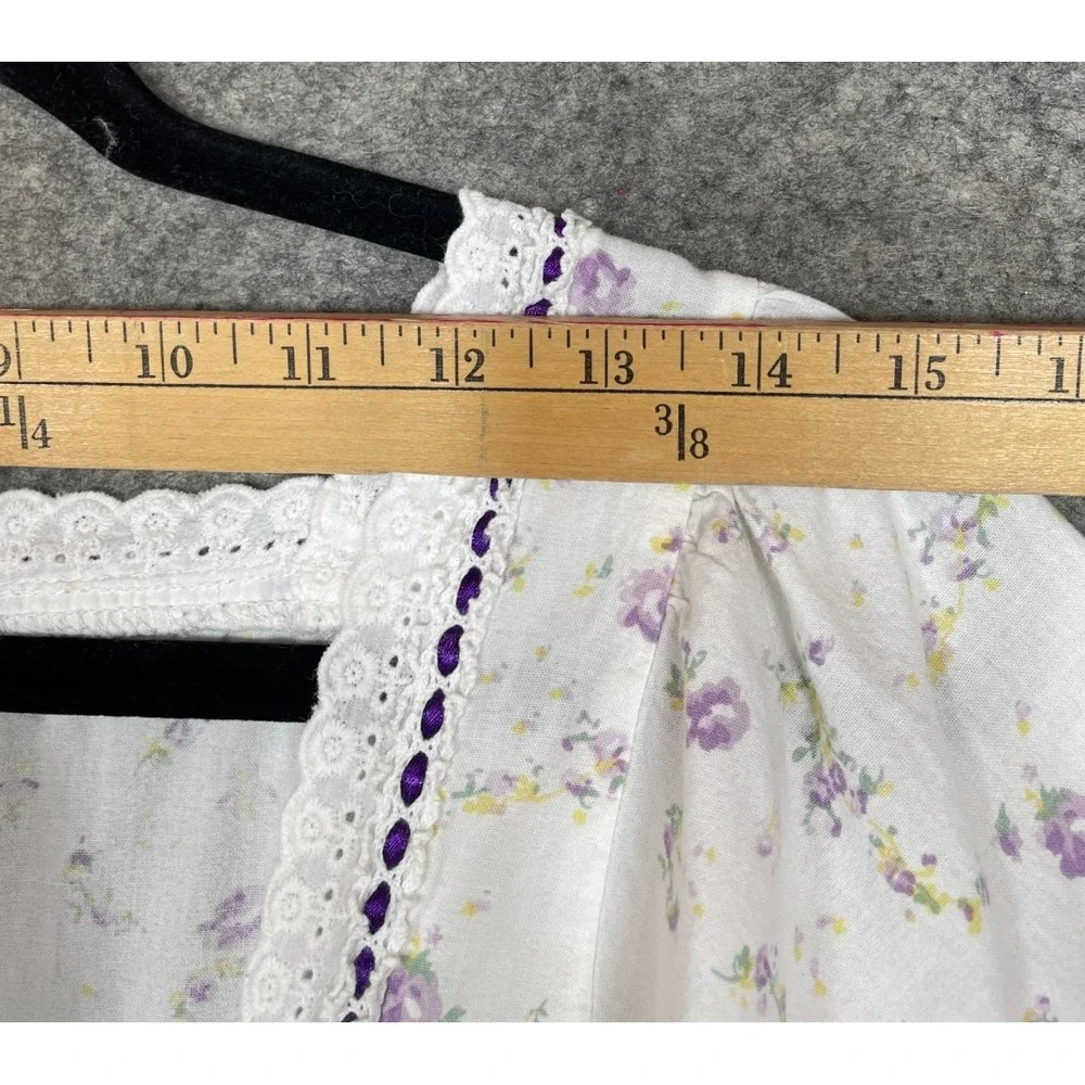 The 1 For U Martha Nightgown Womens L Lilac Rose Eyelet Ruffle Prairie Victorian